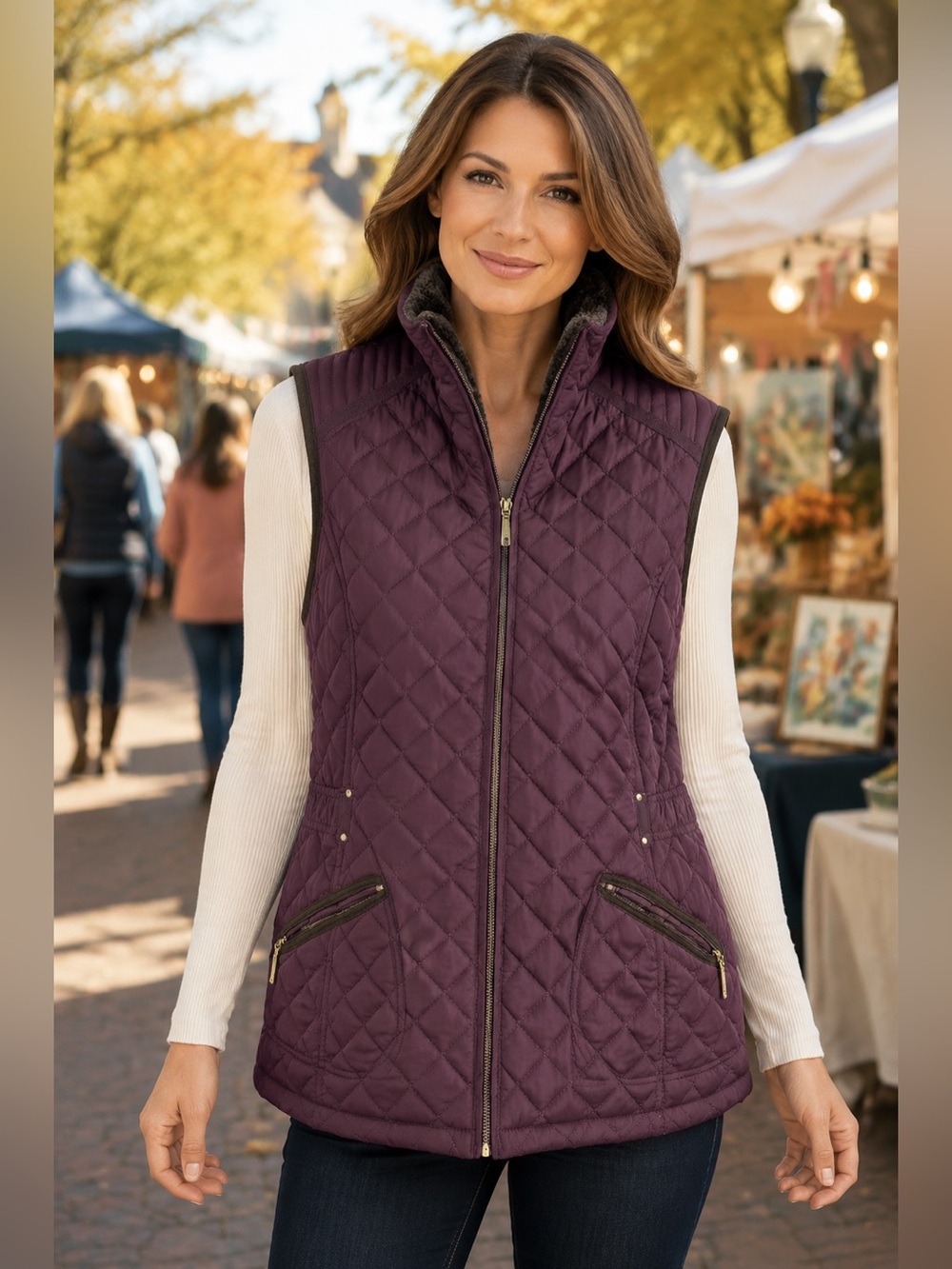 WEATHERPROOF quilted burgundy vest L